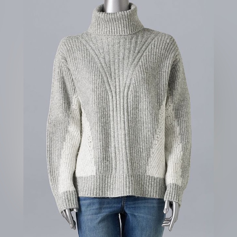 Simply Vera Vera Wang Color Block Ribbed Turtleneck Sweater Women’s Size XL(NWT)